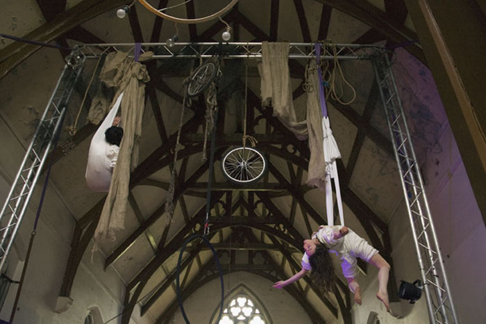 Aerial Theatre Show: Lost at Sea - An evocative and beautiful piece of aerial theatre performed by Emily Rose and Sophie Page Hall.