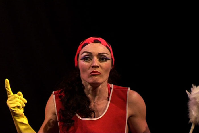 Vera Cleaner - Emily Rose performs an acrobatic, theatrical and comic act as Vera on red silks.